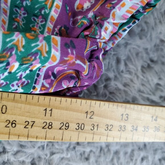 Tahari Top Womens 1X Green Floral-Print Lightweight Blouse - Picture 6 of 9